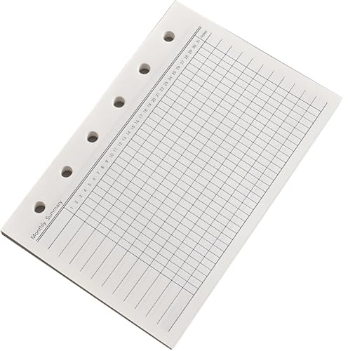 40 Blatt A7 Planer Nachfüllpapier, Rasterlinien, 6-Ringbucheinlagen für Terminplanung & Ausgabenverfolgungspapier