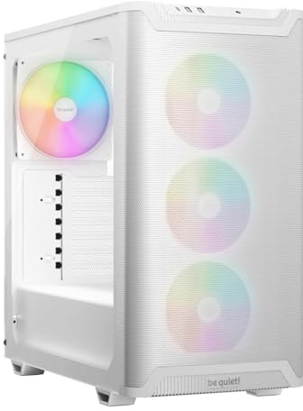 be quiet! Pure Base 501 LX White PC-Gehäuse, 4 vorinstallierte Light Wings PWM-Lüfter, ARGB-Beleuchtung, ARGB-Controller und PWM-Hub, hoher statischer Druck, USB 3.2 Gen. 2 Type C, geräumiges Design