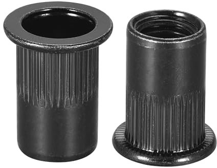 QUARKZMAN Écrou aveugle en acier au carbone zingué à tête plate cannelée M10, noir, 20 pièces