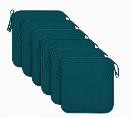 L S U Waterproof Chair Cushion Seat Pads Outdoor Tie-On Garden Patio Kitchen Office Chairs- Pack of 2, 4, 6, 8 (Pack 6 Green)