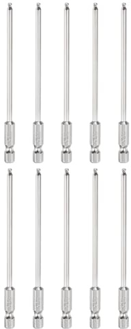 sourcing map 10pcs Ball End Hex Screwdriver Bit H2.5 (2.5mm) Head 1/4 Hex Shank 100mm (4) Long Magnetic S2 Steel Metric Screw Driver Drill Bit Wrench Socket Power Tool