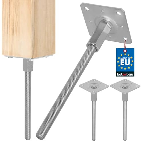 KOTARBAU® Stolphållare Justerbar i höjd 80x330mm förzinkad stål Golvankare Stolphållare Stolpsockel, silver, 110 x 330 mm