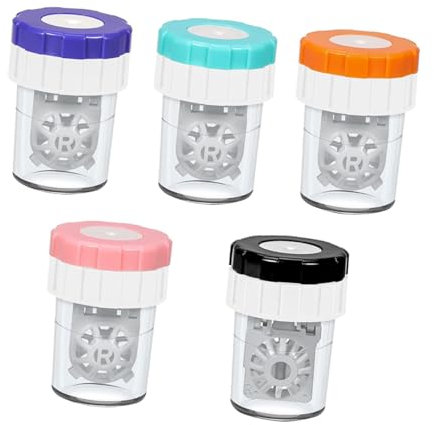 WRITWAA 5pcs Manual Contact Cleaning Device Portable Cleaning Case Rotating Function Multi-Color Set for Eye Care