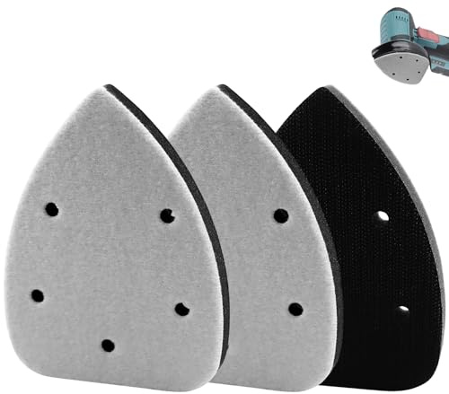 3PCS Mouse Detail Sanding Interface Pad, 5 Holes Sand Paper Pad Foam Interface Sandpaper Backing Pad﻿ for Hook and Loop Sandpaper, 140 x 90mm