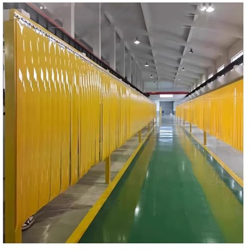 Generisch Schweißstreifentür, PVC-Streifenvorhang-Kit, Schweißschutzvorhang, Kunststoff-Streifentürvorhang, geeignet für Werkstattschweißen, um Funkenspritzer zu verhindern (gelb, 1,5 x 2,5 m)