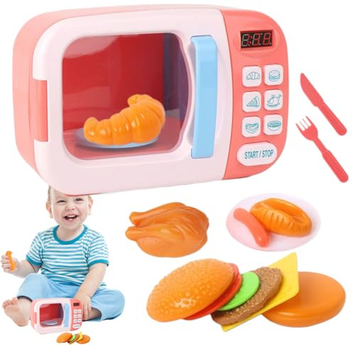 Micro-Ondes pour - Cuisine Bébé Aliments Lumière Son | Jeu de Rôle Interactif avec Minuteur pour Maison Extérieur Restaurant Garçons Filles