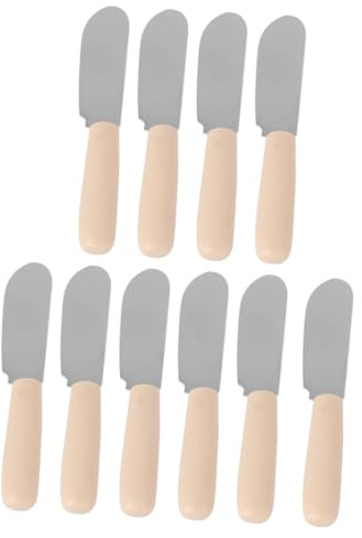 LOLIPPYY 10 Pièces Lot de Couteaux à Beurre Inox Ergonomiques avec Manche Plastique Spatule à Beurre et Facile à Nettoyer pour Pâtisserie et Fromage