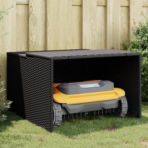 Générique Garage pour Robot Tondeuse Noir 86x90x52/57 cm résine tressée,Maison & Jardin,Accessoires pour équipement électrique d'extérieur,Accessoires pour tondeuses à Gazon,Noir,8.4KG,365404