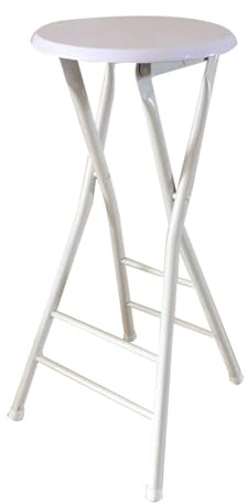 70cm Sgabello Pieghevole Senza Schienale Portatile, Rotondo Sgabelli Alto Da Bar per Cucina Pranzo(White)