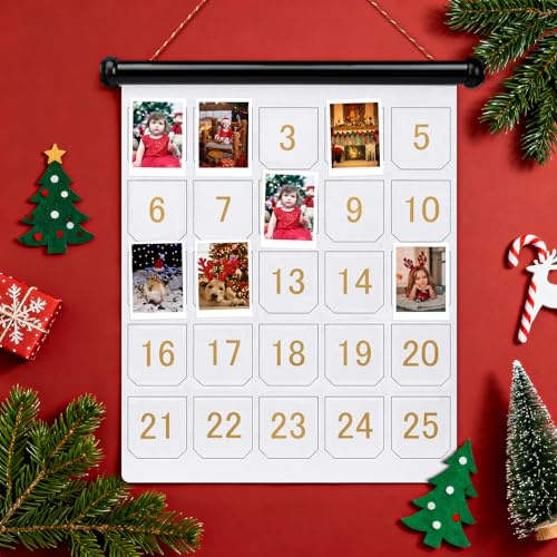 YIBOBO Christmas Photo Countdown Advent Calendar, Reusable Display for Wall, Home and Kitchen Seasonal Décor (Magnetic)