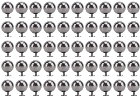 Pssopp Botones de Remaches de 10 Mm, 50 Sets Kit Remacho Iron Sphere Rivet Pins Reutilizable para la Fabricación Joyas Manualidades Costura, Fácil Usar con Tornillos 6 Mm, para Adornos Ropa (Gray)