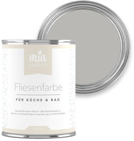 miafarben Fliesenfarbe ohne Schleifen matt 750ml (Sanftes Wolkengrau) | Fliesenlack für Wand und Boden in Bad und Küche, hochdeckend, wischfest, strapazierfähig, wasserbasiert