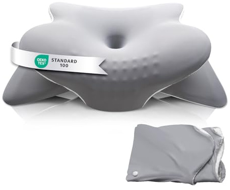 Nackenkissen Kopfkissen, Ergonomisches Nackenstützkissen OEKO-TEX zertifiziert hautfreundlich | Kissen Komfortables Schlafkissen aus Memory Foam für Seitenschläfer, Rückenschläfer(Ersatzkissenbezug)