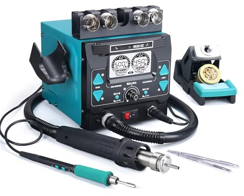 992D-III 2 in 1 Precision Soldering Station 1220W Hot Air Rework Station Compatible C210/C245 Soldering Iron Welding Station(992D-III C210+3Tips)