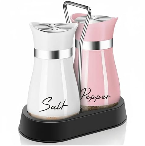 Salt and Pepper Sets, Salt and Pepper Shakers Set with Holder, Salt Shaker Salt Pot Kitchen Accessories, for Home Restaurant Wedding BBQ Camp Farmhouse Style Kitchen Decor