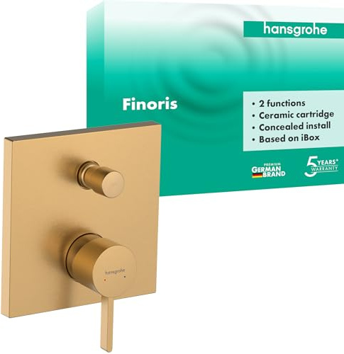 hansgrohe Finoris - Badewannenarmatur Unterputz für 2 Verbraucher, Mischbatterie Badewanne eckig für iBox universal, Einhebelmischer Wanne, Brushed Bronze, 76415140