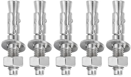 QUARKZMAN 5 Pcs Anclajes De Cuña 1/2 X 2-3/4 Tornillos De Anclaje Para Concreto Acero Inoxidable Herrajes Estándar De Alta Resistencia Para Bracket (Incluye Arandelas Plateado)