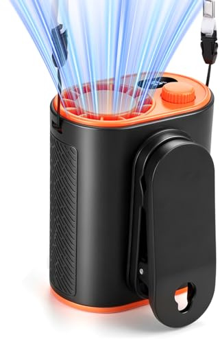 WHATOOK W3 Rechargeable Waist Turbo Fan, 10 m/s, 100 Speeds, 360° Clip | 4-in-1 Belt,Neck,Desk,Handheld use, 4000mAh battery, Power Bank, 15 hours on low for Outdoor Work Travel Camping Hot Summer