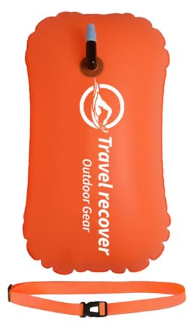 Swim Buoy - PVC, 48cm | Inflatable Float, Eco Friendly Bright Color, Easy Water Use – 90kg Load, Orange Pink 172g 31.5cm For Swimmer Athlete Open Water Swim