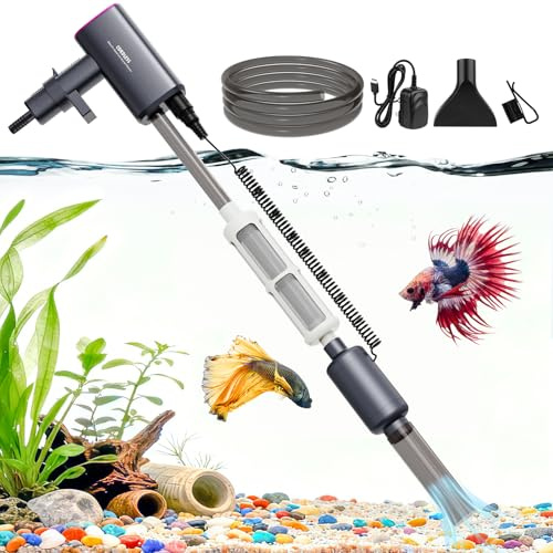 Cordless Aquarium Gravel Cleaner: 36W Electric Fish Tank Vacuum Cleaner
