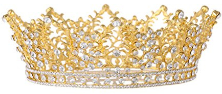 Frcolor Tiara Krone Luxus Kristalle Krone Strass Stirnband Haarzusätze Schmuck für Hochzeit Festzug Prom (Gold)