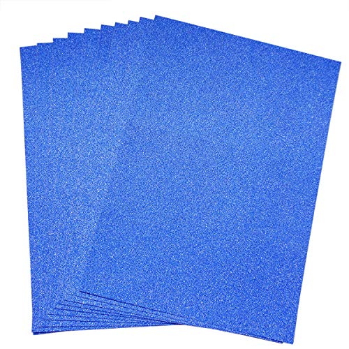 YXJD 10 Blatt Glitzer Papier Glänzend Bastelpapier A4 Farbiges Tonpapier Sortiert Glitzer Karte Glitterkarton Patchwork Bling-Bling Karton für DIY Handwerk Scrapbooking Knallblau