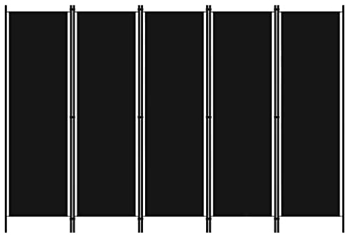 vidaXL Paravento a 5 Pannelli Divisorio Separè Pannello Byobu Pieghevole Schermo Separatore Ambienti Interni Protezione Privacy Nero 250x180 cm