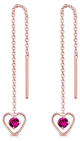DTPsilver® Pendientes con Cadena y colgante - Corazón con 3 mm Cristal Swarovski® Elements - Plata de Ley 925 Plateado en Oro Rosa - Longitud 68 mm