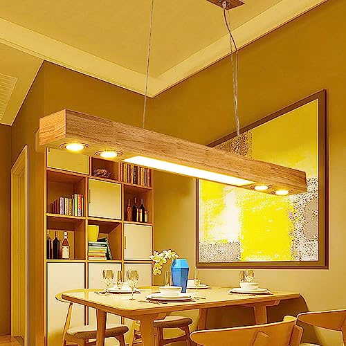 Moderne LED Esstisch Hängelampe Kreative Gummi Holz Pendellampe Esszimmer 3000K Warmes Licht Kronleuchter Höhe Verstellbare Wohnzimmer Dekorative Pendelleuchte Hölzern Büro Cafe Deckenleuchte,120cm