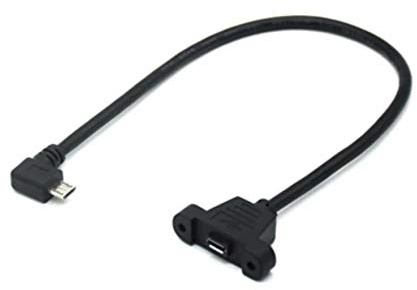 innov8 Micro USB 5Pin B Male to Female Panel Mount Extension Adapter Charging & Sync Cable for Raspberry Pi, Arduino, Feather, Android devices,Printers - 0.2m (Left Angle)