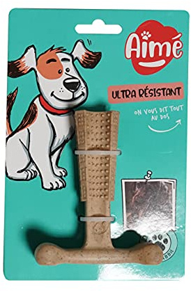Aimé Jouet pour Chien Bam-Bone, Os pour Chien Saveur Poulet ,Jouet 2 en 1 , Ultra Durable et Résistant , A base de Fibres de Bambou , Pour chiens de Petite Taille ,10 cm