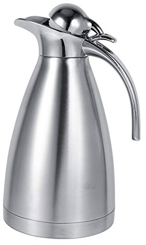 Tyenaza Pichet Isotherme, Pot à café en Acier Inoxydable à Double paroi Thermos isolé sous Vide Thermos Chaud pour café, Eau Chaude, thé(1.5L-A-Argent-A)