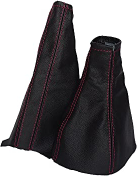 The Tuning-Shop Ltd Schaltsack Handbremsmanschette kompatibel mit Opel Tigra B TwinTop Leder verschiedene Naht Farbe wählbar (rote Naht)