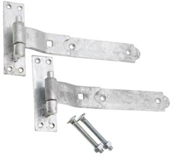 Infinity Decor Gekröpfte oder gerade, robuste Haken- und Bandscharniere, Torscharniere, Set – verzinktes Zink (5 x 25,4 cm Haken- und Bandscharnier, gekurbelt)