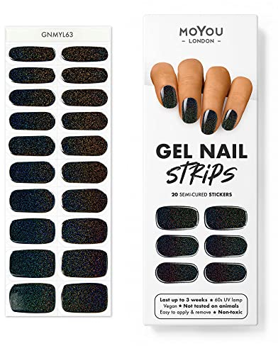 MOYOU LONDON Halbgehärtete UV Gel Strips - 20 Stück - Gel-Nagelfolien UV Härtend für Maniküre in Salonqualität - Magic Cocoa