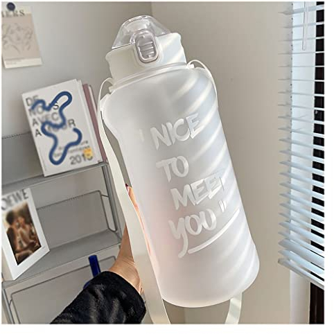 Wasserflasche für Sport Sportwasserflasche mit Strohhalm Outdoor Water Flaschen Kunststoff Tragbare Wassertasse Dinkware Camping Fahrradflasche Fitness Nachhaltige Wasserflasche ( Blue : B-white , Siz