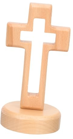 BESPORTBLE Standkreuz Holz Wandkreuz aus Holz mit Ständer, Tischkreuz, handgefertigt, Kreuz für Wand, Wanddekoration Für Zuhause Kirche Und Büro Spirituelles Geschenk Zu Ostern Weihnachten Und Taufe