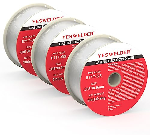 YESWELDER Flux Core Gasless MIG Wire, E71T-GS Mild Carbon Steel .035-Inch Diameter 2-Pound, Strong ABS Plastic Spool Welding Wire (3Packs)