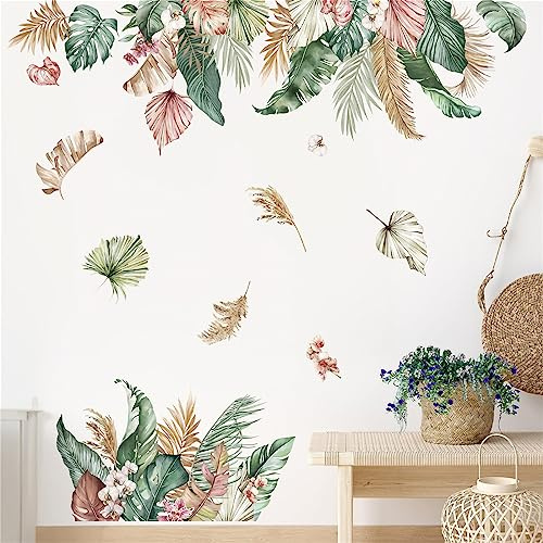 decalmile Wandsticker Pflanzen Tropische Blätter Wandtattoo Boho blätter | Abziehbare und Aufklebbare Wandaufkleber, DIY Abnehmbare Wandkunst Abziehbilder, Wandfreundlich, Leuchtenden Farben