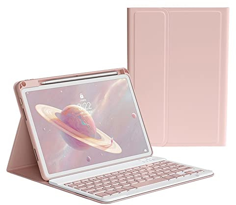 KMXDD Funda con teclado para iPad Mini 6ª generación iPad Mini 6 con teclado de color extraíble Bluetooth inalámbrico (rosa)
