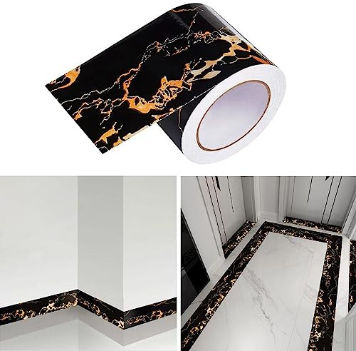 Lcxecnw Schwarzes Marmorpapier,Selbstklebende Marmortapete,Bordüren-Aufkleber,Peel and Stick Glossy Marble Contact Paper,für Wohnzimmer,Küche,Schlafzimmer,Toiletten