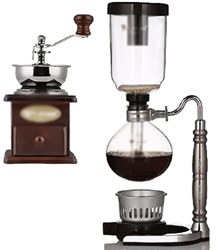 JITEM Kaffeemaschine Siphon Kaffeemaschine Manuelle Retro Vakuum Glas Siphon Topf Perkolatoren 3 Tassen Glas Tischplatte Siphon Kaffeemaschine für Kaffee oder Tee