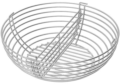Kenmeister Chef Stainless Steel Charcoal Basket, Silver, Rectangular, Compatible with Kamado Joe Classic I, II & III and 18-inch Cooking System Grills