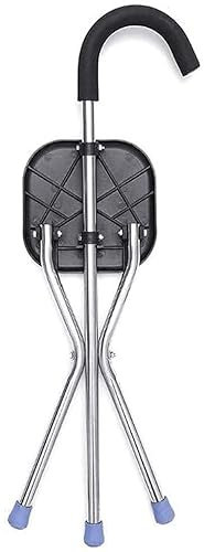 Tabouret de béquille pliant Canne de marche avec siège pliant - Tabouret de canne en alliage d'aluminium épais Siège de chaise de béquille Sièges de canne à trois pieds Bâton de marche hautement
