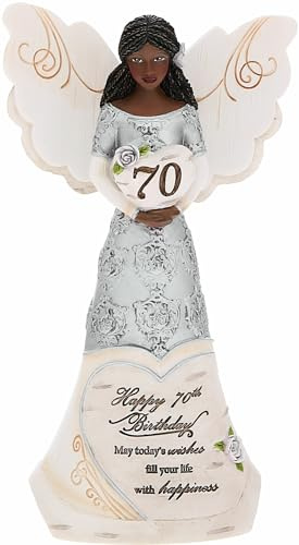 Pavilion Gift Company - Happy 60th Birthday - 6 Ebony African American Angel Figurine Religious Best Friend Bestie BFF God Jesus Lover Christian Christ Gift Present