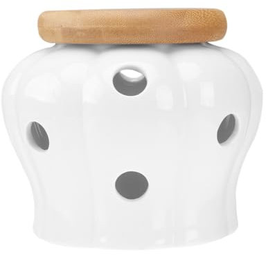 BESTonZON Récipient Pour Stockage Ail Gingembre Avec Couvercle Bambou Design Ventilé Pour Conservation Optimale