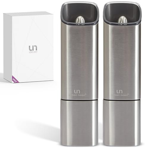 Urban Noon Stainless Steel Rechargeable Gravity Salt and Pepper Grinders
