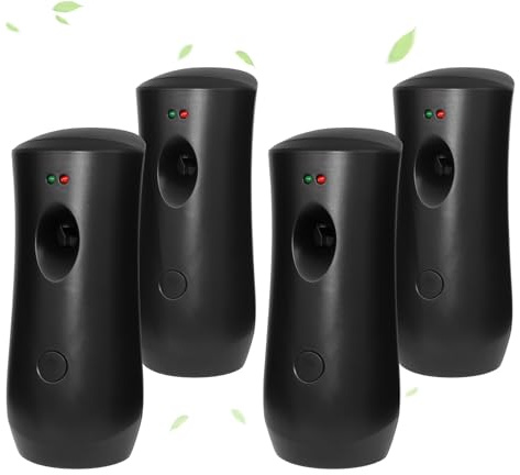 (4-Pack) Automatic Fragrance Dispenser,Automatic Air Freshener Spray Dispenser,Free Standing or Wall Mounted for Home, Indoor, Bathrooms, Offices, Hotels and Commercial Places (Black)