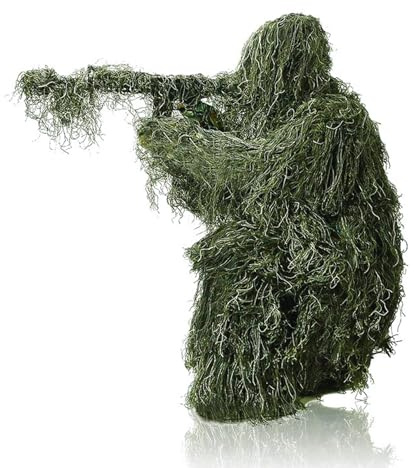 Maizoon 5 en 1 El Traje Ghillie Incluye Chaqueta Pantalones Máscara Cuerda de Camuflaje y Bolsa de Almacenamiento Ideal para Caza Militar Airsoft y Paintball Estilo Selvático