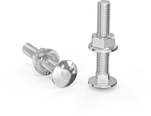 ORTAVA Tornillos de cerradura M5 × 30 galvanizados DIN 603 (20 unidades), con tuerca de brida hexagonal, de acero al carbono, tornillos de cierre cuadrado de cabeza semicircular